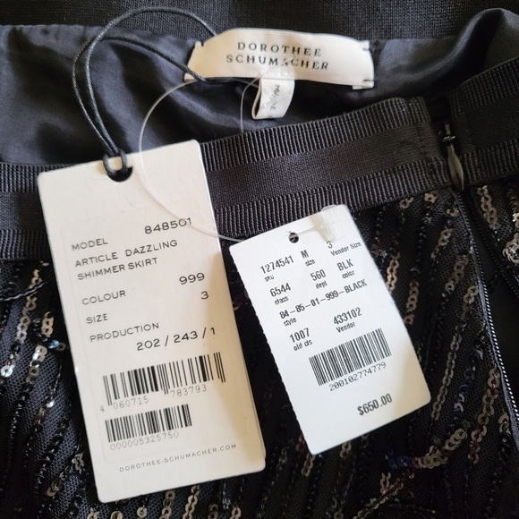 New Dorothee Schumacher Sequin Shimmer Black Pencil Midi Skirt NWT 6 US/Medium - Picture 10 of 13